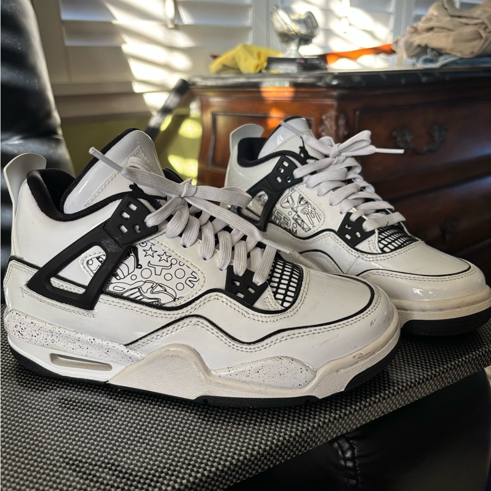 White and Black Nike Jordans